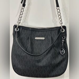 Michael Kors Jet Set Purse Convertible Shoulder Crossbody Hobo Bag Black Logo